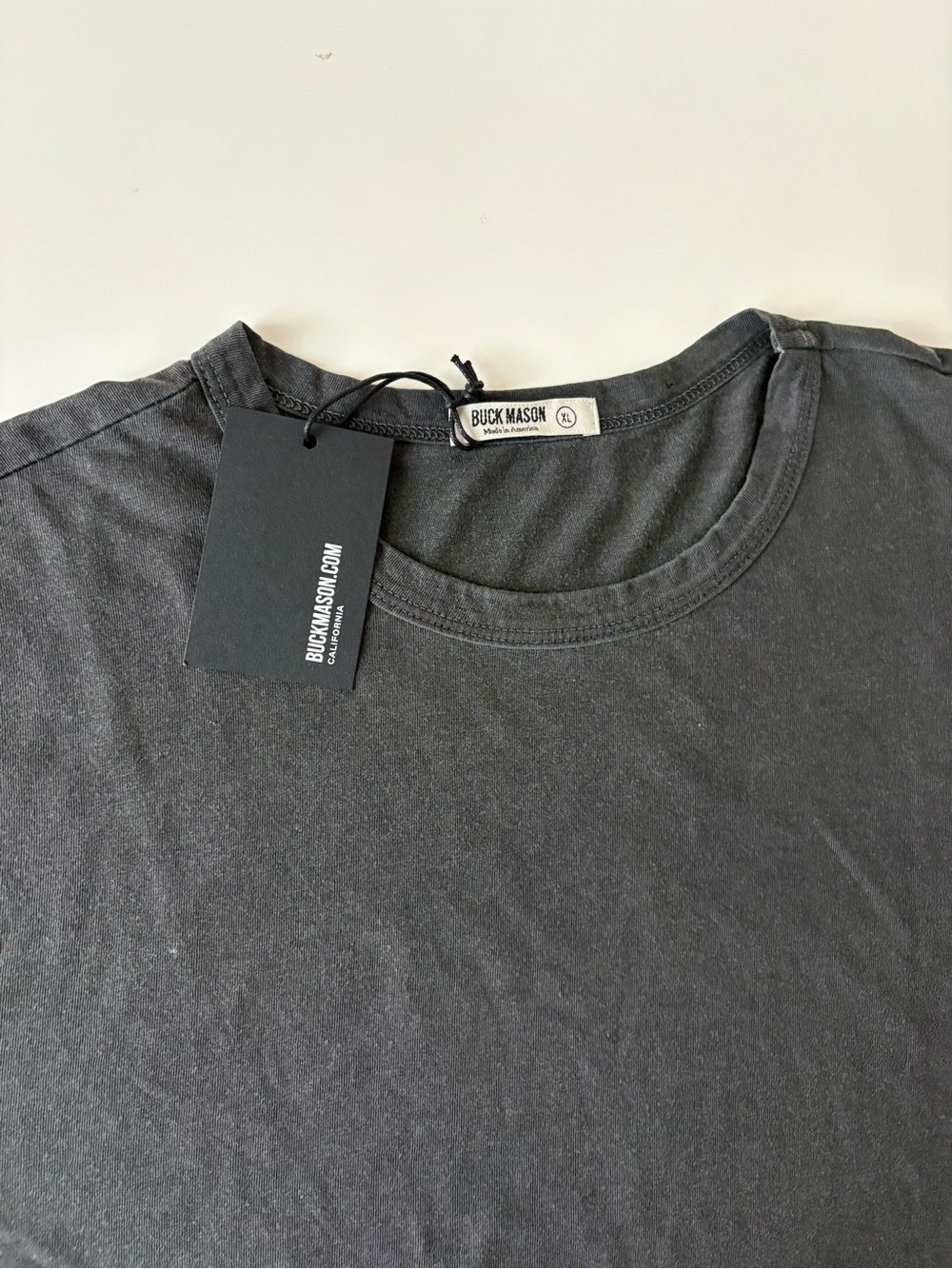 Buck Mason Men’s XL Faded Black Venice Wash Pima Cotton Curved Hem T-Shirt NWT